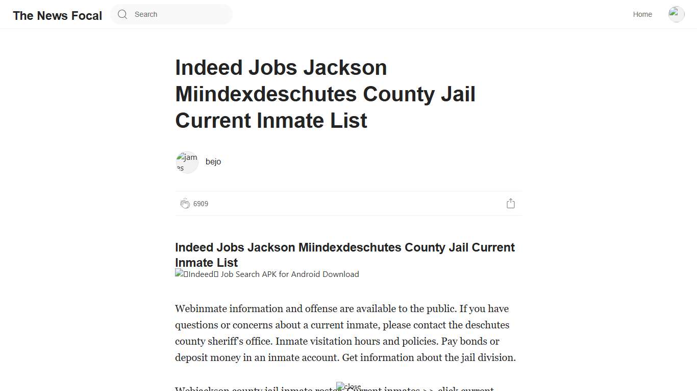 Indeed Jobs Jackson Miindexdeschutes County Jail Current Inmate List
